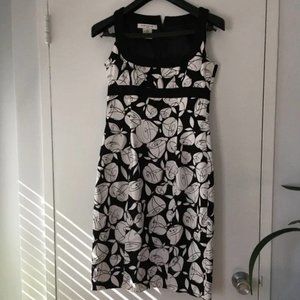 Vintage Evan Picone Black and White Floral Summer Dress - Size 4